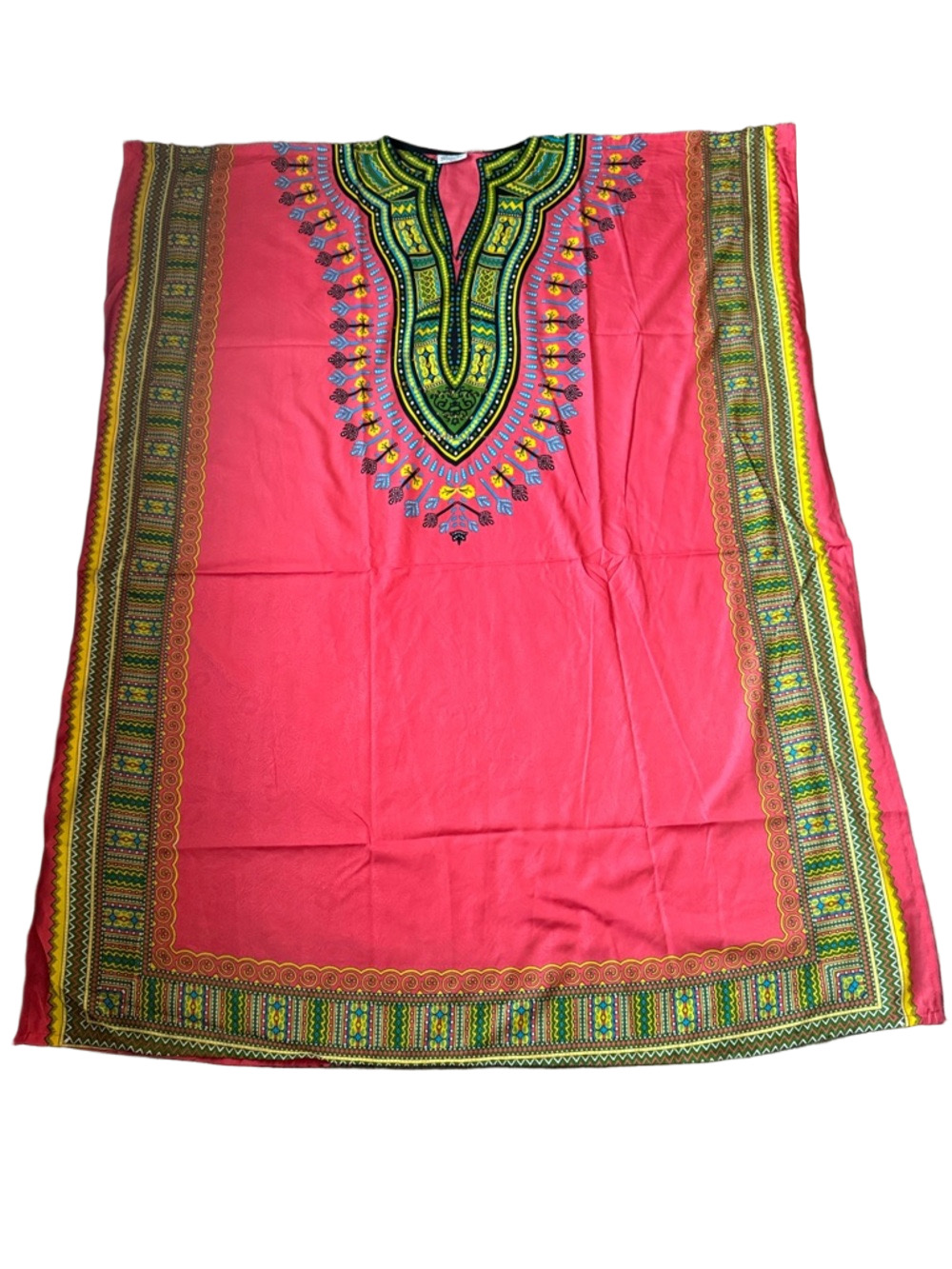 Sante Classics Satin Pink Dashiki Kaftan Caftan Muumuu Dress OS NWT